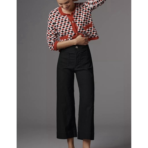 Anthropologie Pants - Anthropologie Maeve The Colette Magic Fabric Wide Leg Crop Pants Black Size 16W